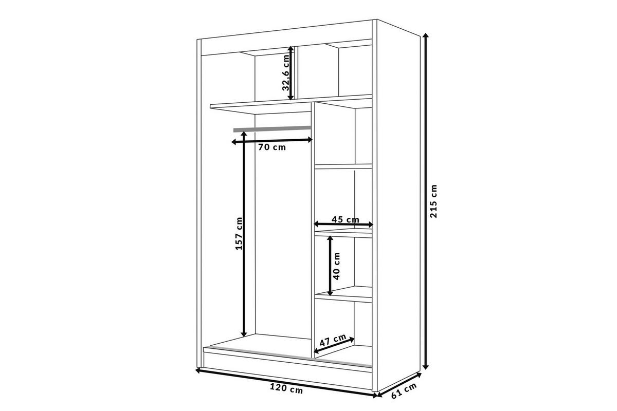 SCHWEBETÜRENSCHRANK Padwa 120 cm mit Spiegel 2-türig, Eiche sonoma - Sonoma Eiche, Kunststoff (120/215/61cm) - Margaret Hadas24