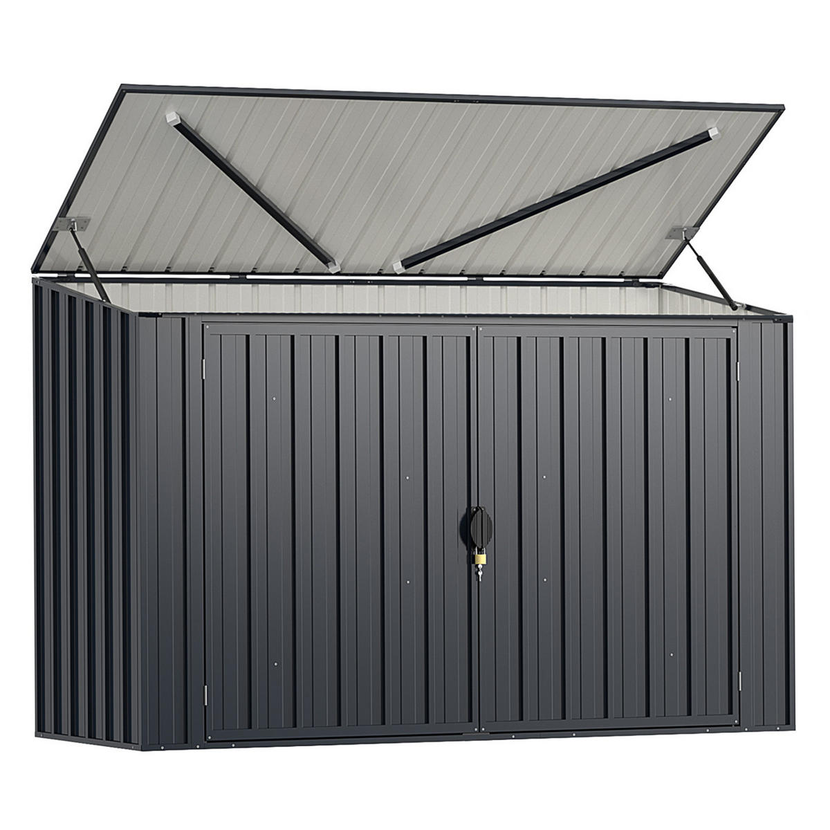 BOX NA POPELNICE s uzamykatelnými dveřmi šedá - šedá, kov (158/127/79cm) - COSTWAY