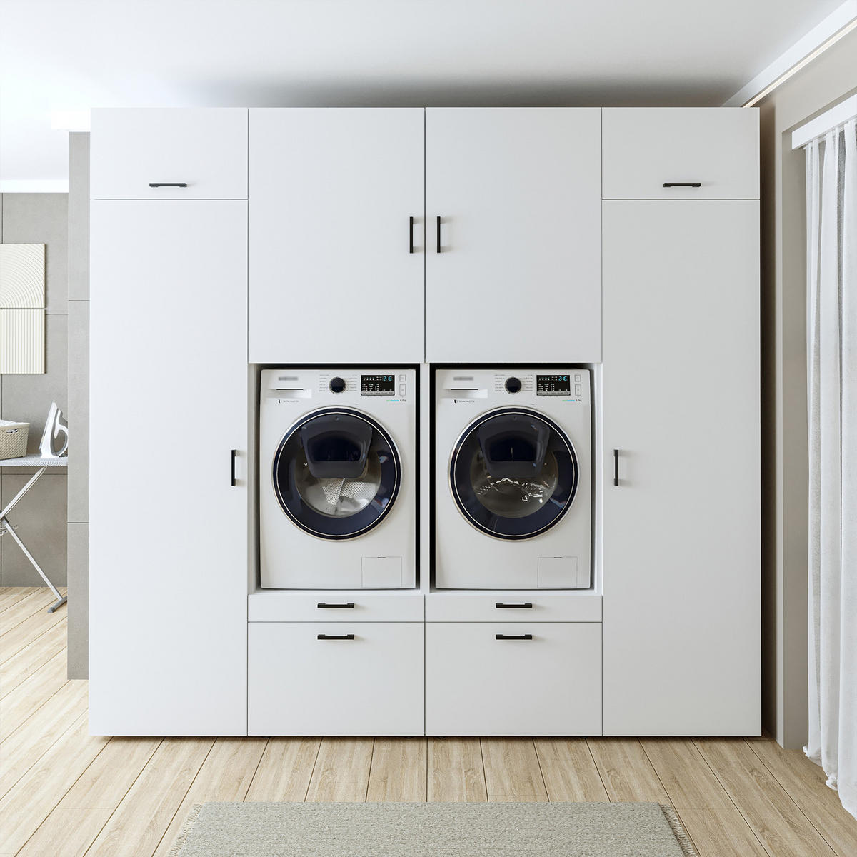 WASCHMASCHINENSCHRANK Serie 2 254cm Breit, 240cm Hoch - Weiß, Holzwerkstoff (254/240/67cm)