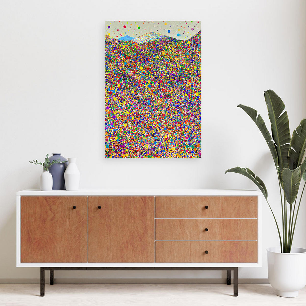 LEINWANDBILD Bunte Punkte Abstraktion 60x90cm - Multicolor, Textil (60/90cm) - Feeby