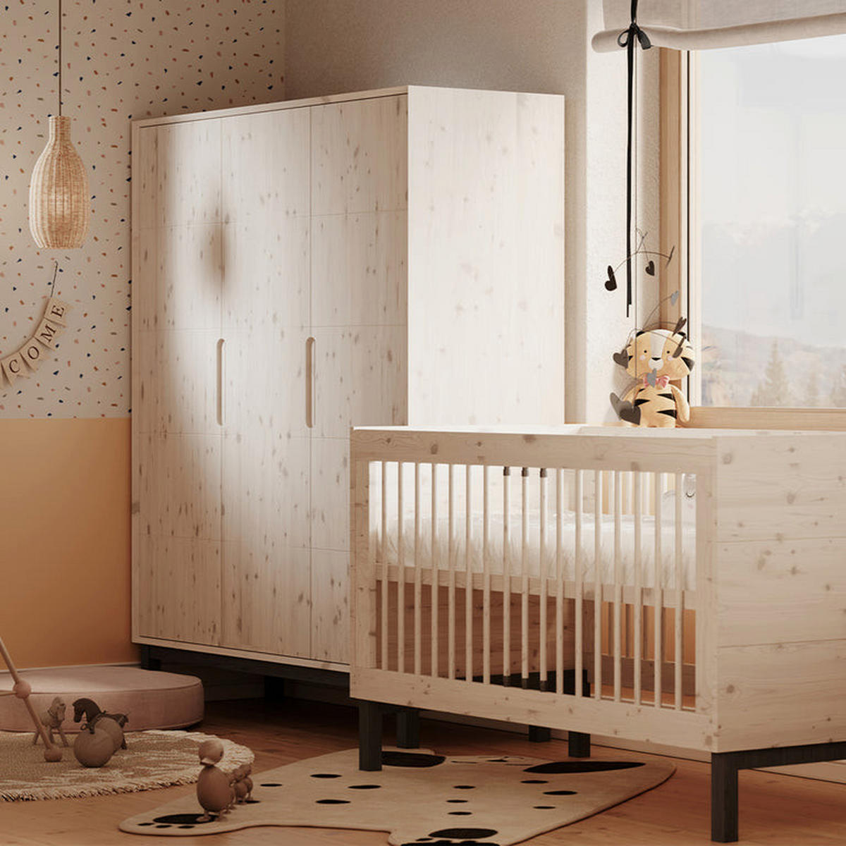 SKRIŇA 3 dvere Country Bielené drevo - biela, drevo (148.2/180/53.2cm) - Petits-meubles