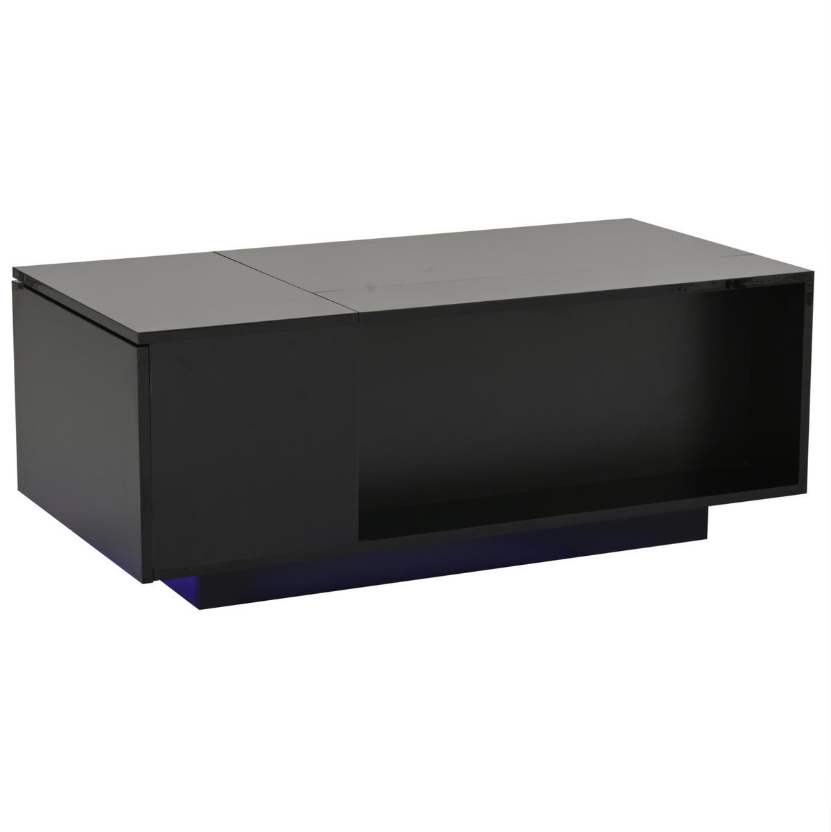 COUCHTISCH, Hochglanz-Spanplatte mit hydraulischem Hub, verstecktem Stauraum und LED, 100/50/40 cm, schwarz - Schwarz, Holzwerkstoff (100/50/40cm) - Redom