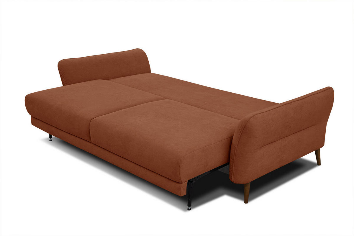 SOFA FIGARI 3-Sitzer mit Schlaffunktion, dunkelorange - Dunkelorange/Braun, Holz/Textil (232/90/107cm) - Courtois Laville