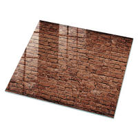 GLASPLATTE 80x60 cm – Ziegelmauer - Dunkelblau, Glas (0.4/80/60cm) - ArtPrintCave
