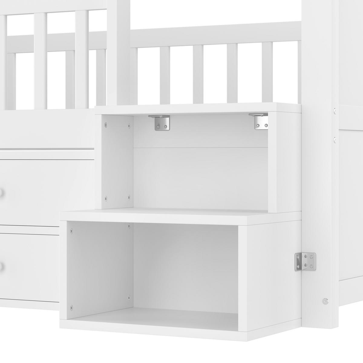 HALBHOHES BETT 90x200cm Weiß Hausform 4 Schubladen LED-Lichtleiste - Weiß, Holz (90/200cm) - FLIEKS