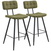 BARHOCKER Fernand Grün 2er-Set - Grün, Leder (43/95/56cm) - Happy Garden