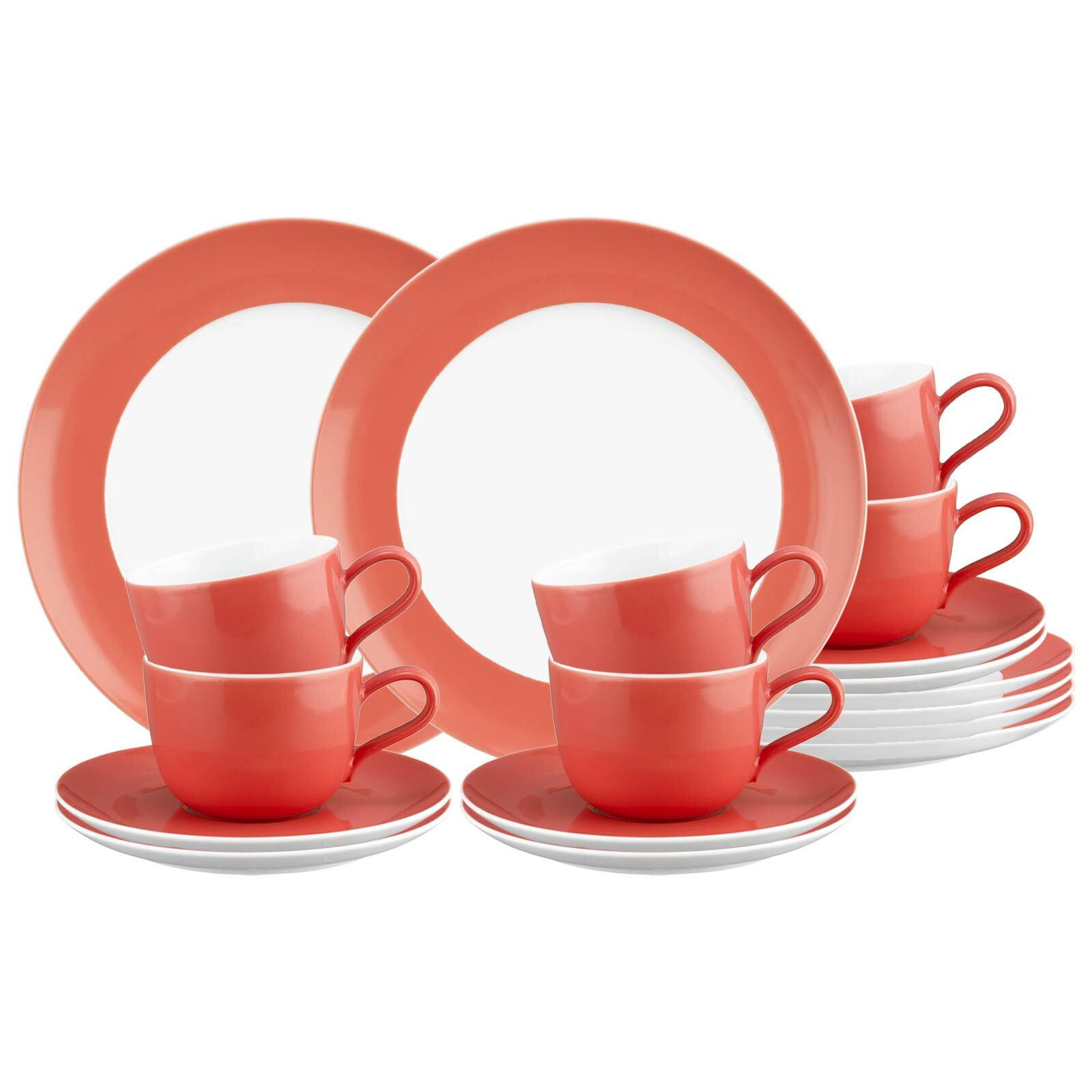KAFFEESERVICE Liberty Pure Colors Flamingo Red 18er Set - Rot, Keramik (1/1/1cm) - Seltmann Weiden