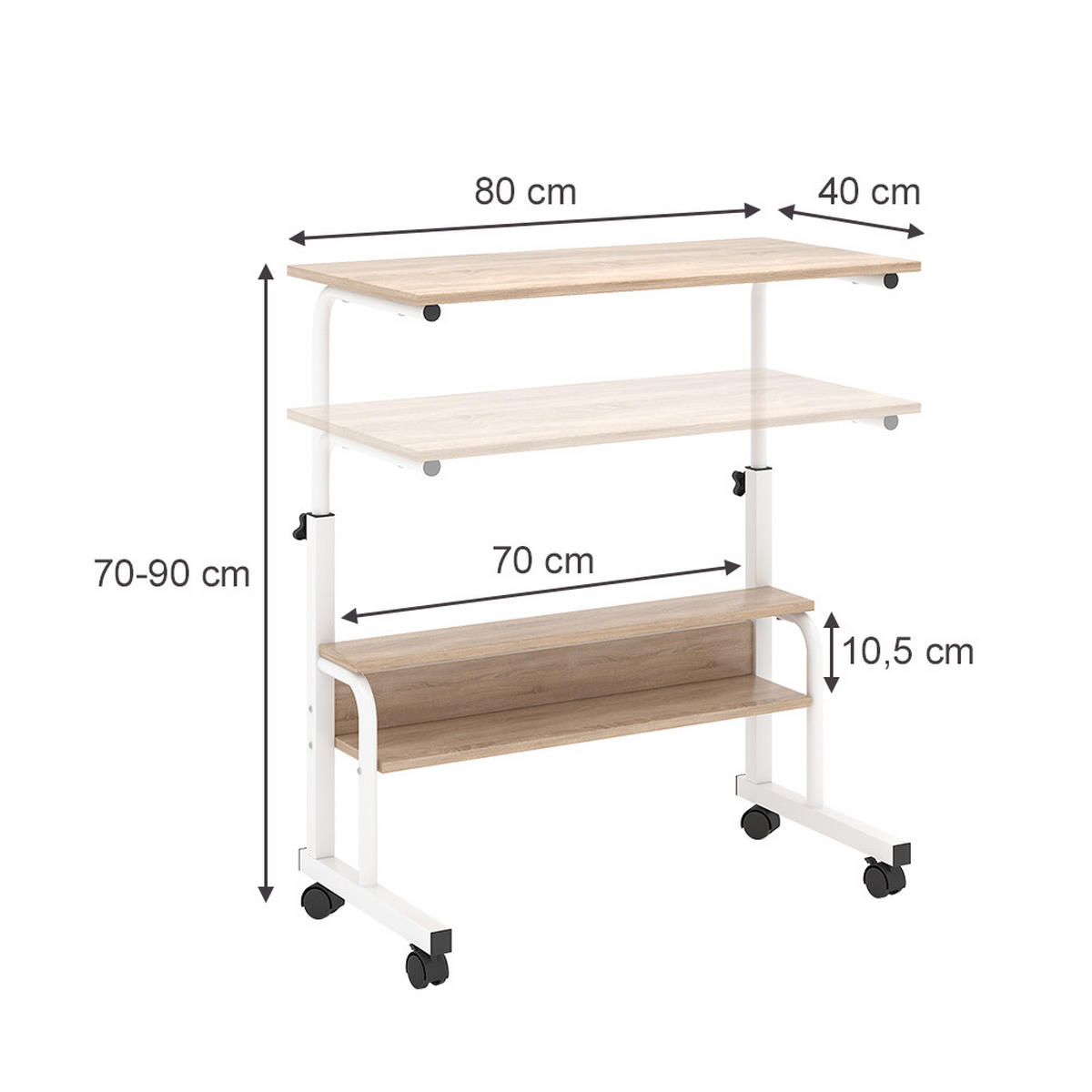 SCHREIBTISCH Bica Weiß 80 x 40 cm - Weiß/Sonoma Eiche, Holzwerkstoff (40/80/90cm) - Vicco