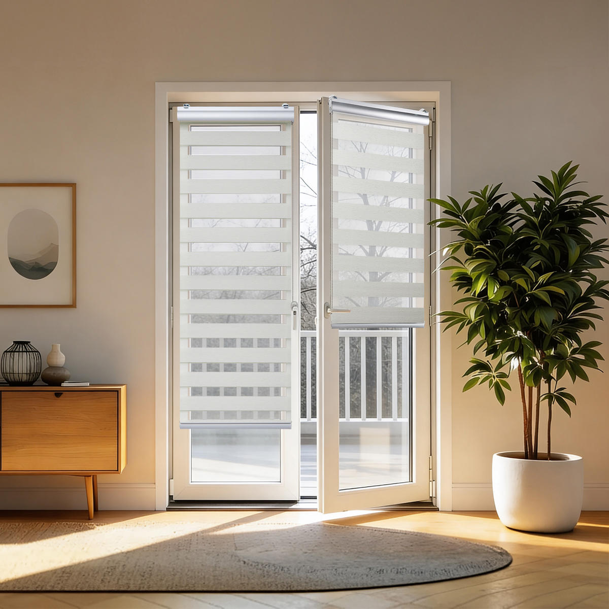 TAG-UND-NACHT-ROLLO Plus Easyfix Leinen 60x250 - Beige, Kunststoff (60/250/1cm) - STORESDECO