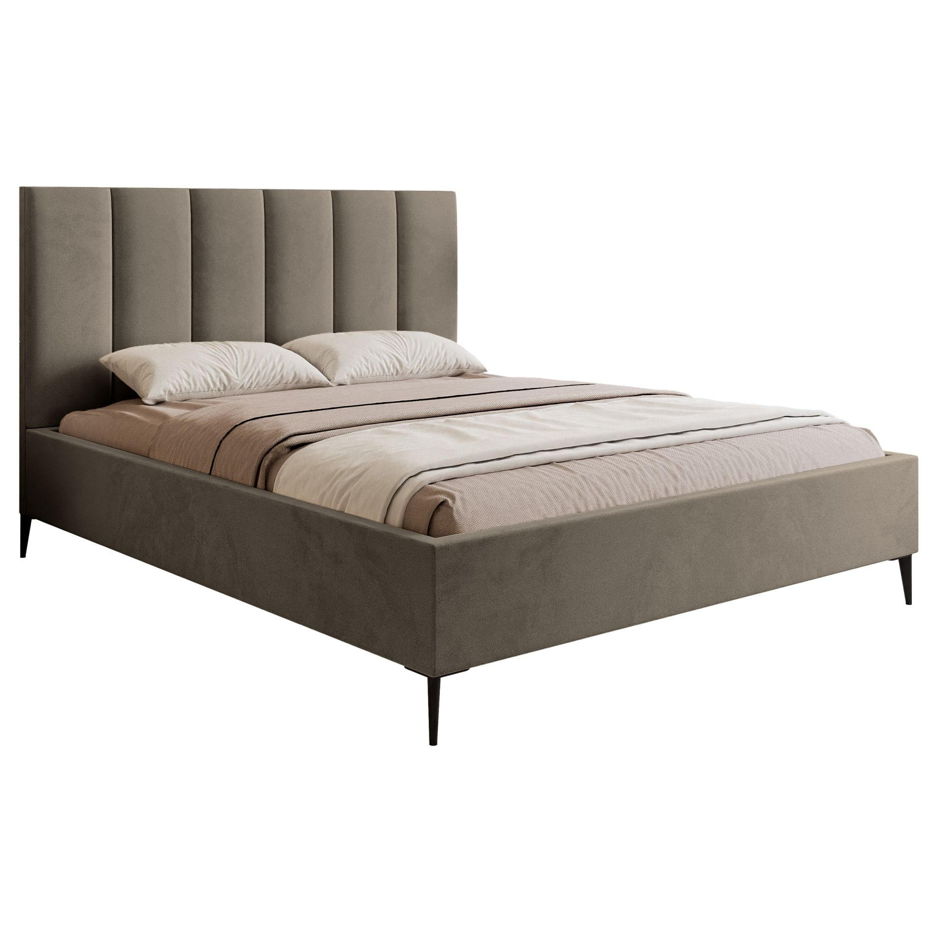 POLSTERBETT Masego Graubeige mit Metallbeinen, Velours, 180x200 cm - Taupe/Schwarz, Textil/Metall (180/200cm) - Selsey