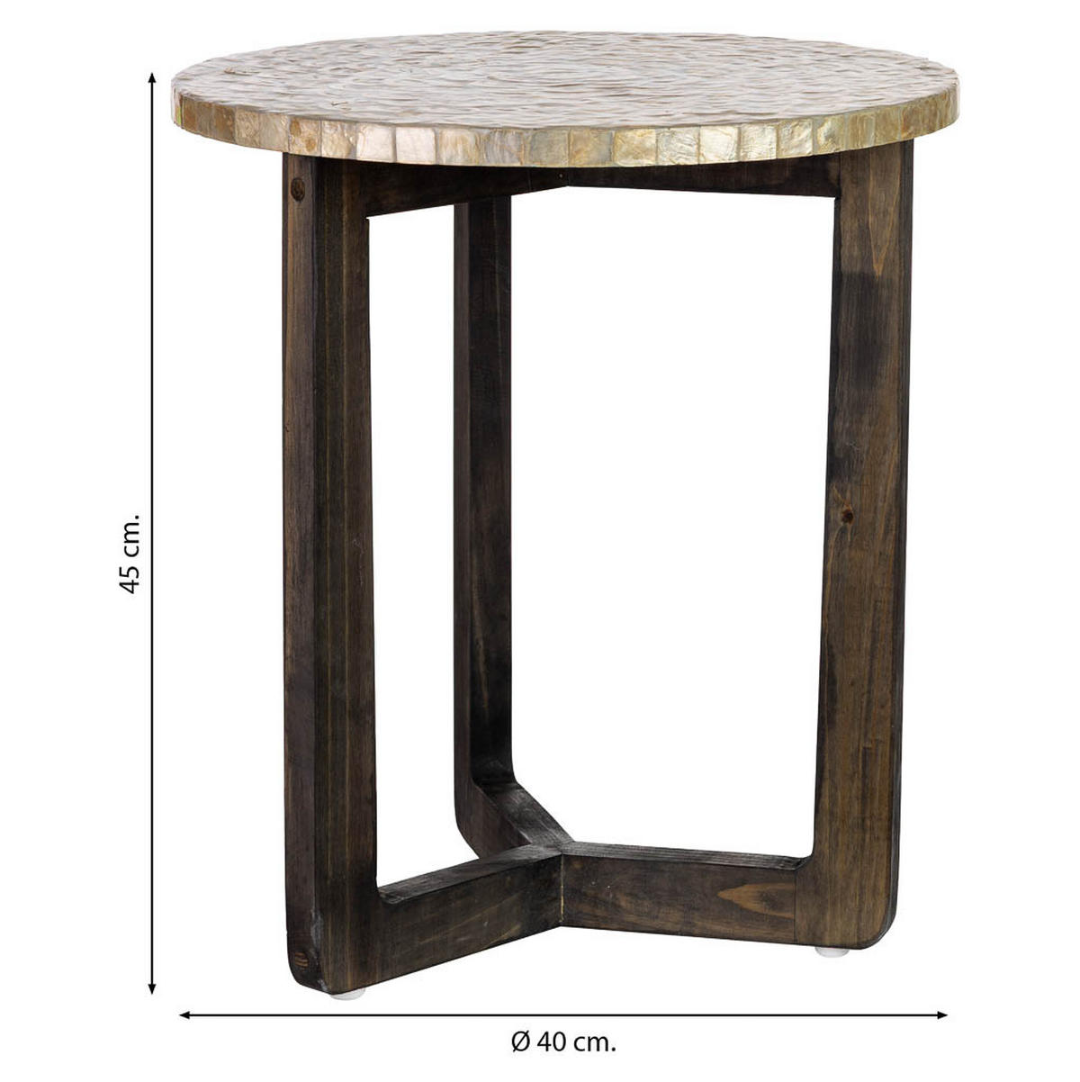 TISCH aus Holz und Capiz, beige, 40x45cm - Grau, Holz (40/40/45cm) - Wanderlust