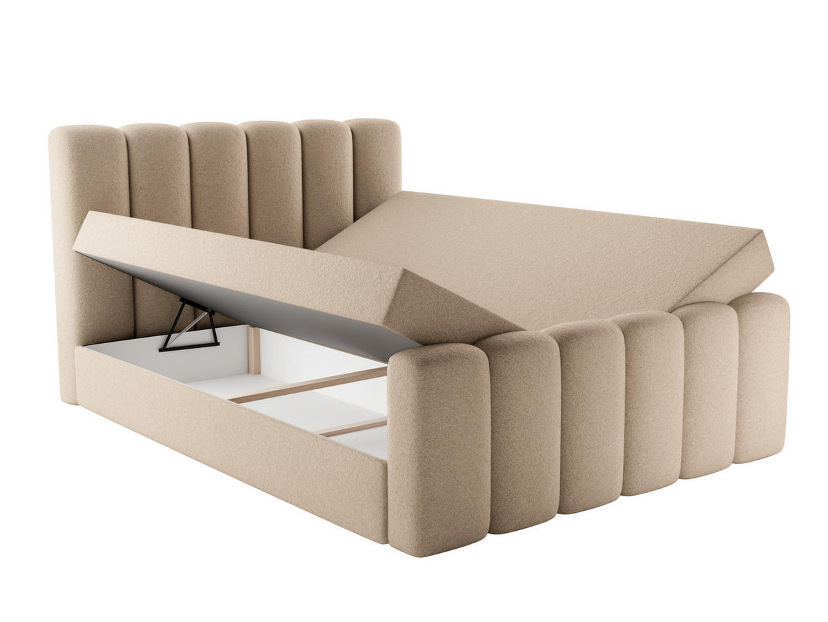 BOXBETT Nola mit Topper Beige 140x200 - Beige, Textil (140/200cm) - Luxkor24