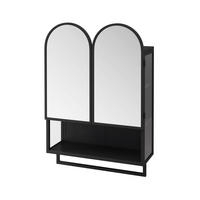SPIEGELSCHRANK mit 2 Türen 60x20x83cm in Schwarz mit Metallrahmen und Regal - Schwarz, Glas (60/83/20cm) - Modfu