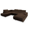 WOHNLANDSCHAFT SIENA L-S Braun Velours-Stoff mit Schlaffunktion - Braun, Holz (335/89/190cm) - MASSENO
