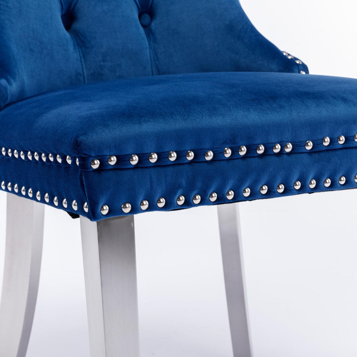 ESSZIMMERSTUHL mit hoher Rückenlehne 2er-Set Samt Blau - Blau, Metall (50/95/65cm) - Meubliv