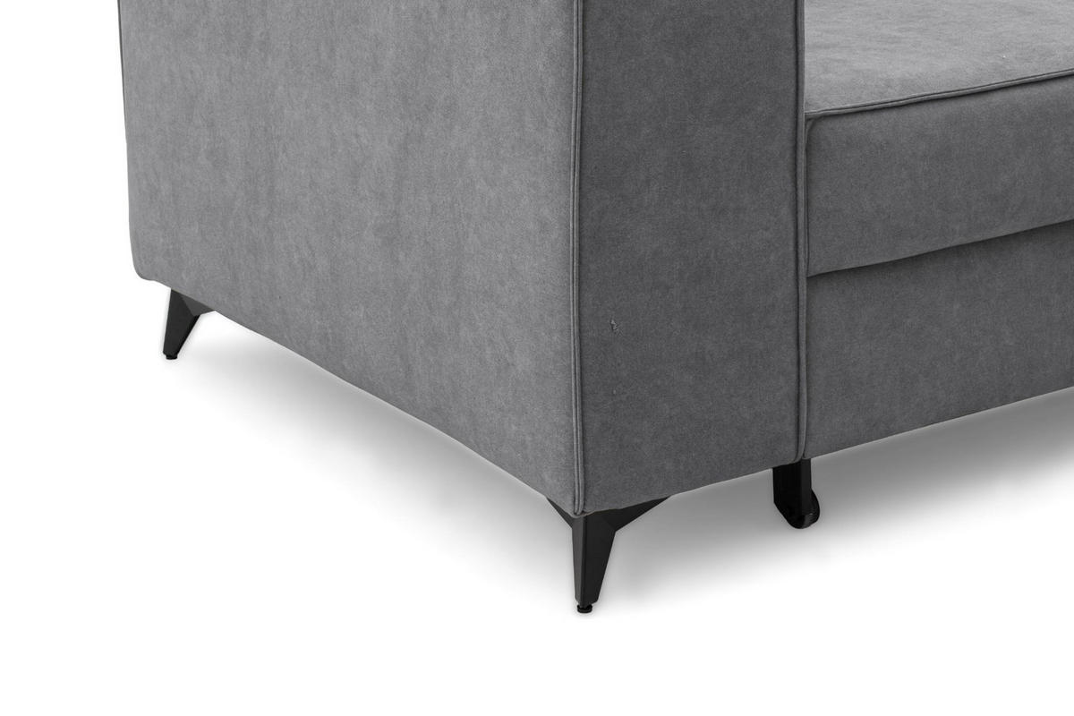 ECKSOFA PURE L Rechts mit Schlaffunktion 127x199 Velours Grau - Schwarz/Grau, Holz/Textil (204/281cm) - Muffo