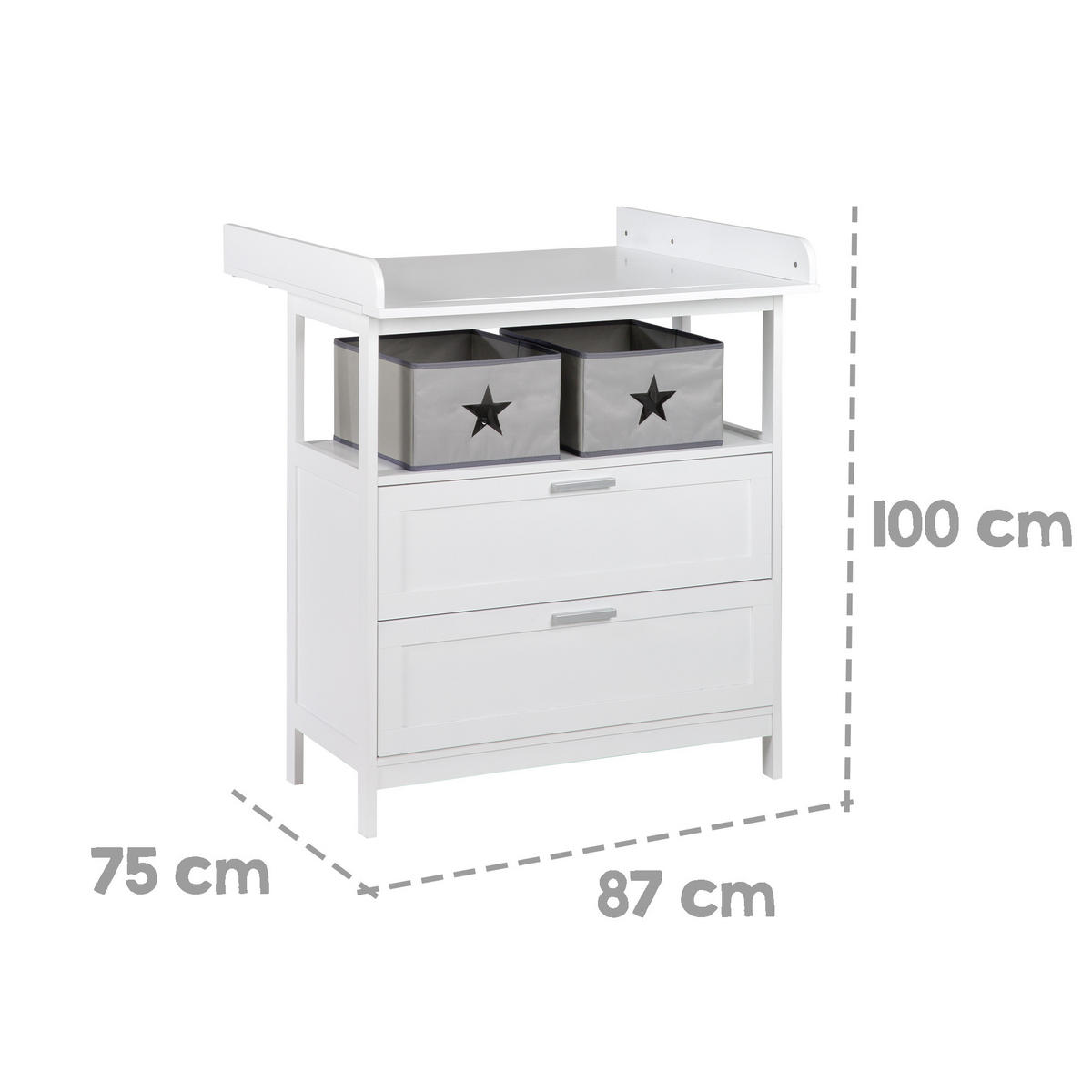 BABYZIMMER-SET Hamburg mit Schubladen, 2-teilig - Weiß, Holzwerkstoff (66/76/123cm) - Roba