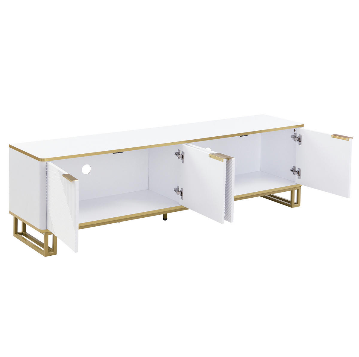 TV-SCHRANK mit 4 Türen 160 x 37,5 x 48 cm Weiß MDF - Weiß, Holzwerkstoff (37.5/48/160cm) - Beauniv