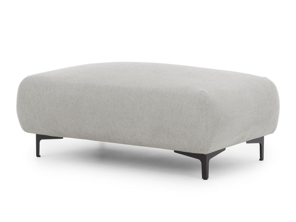 POLSTERHOCKER Cardea in Bubble-Optik aus weichem Hellgrau Strukturstoff mit hohem Sitzkomfort - Hellgrau/Schwarz, Holz/Textil (110/46/65cm) - S-Style Möbel