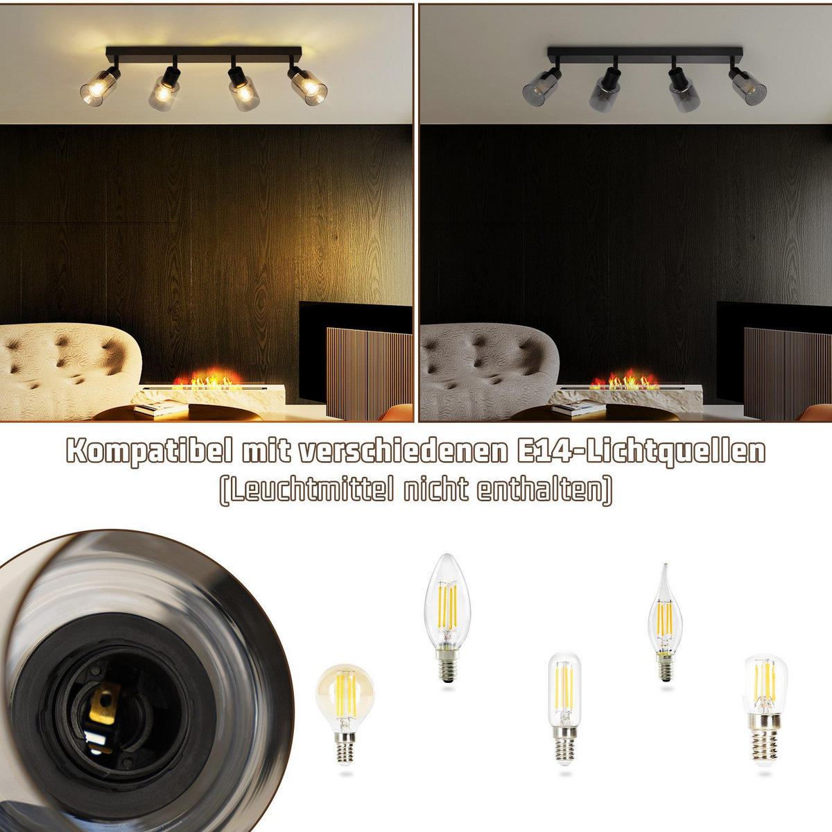 DECKENLEUCHTEERICKSON561915 - Schwarz, Metall (56/19/15cm) - Nettlife