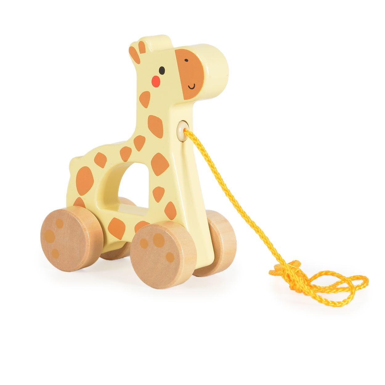 HOLZSPIELZEUG Nachziehspielzeug Holztier beige Holz, 4 Räder, Ziehschnur, Motorik, Laufhilfe, ab 18 Monate, Tier - Beige, Holz (5/13/9cm) - Tooky Toy