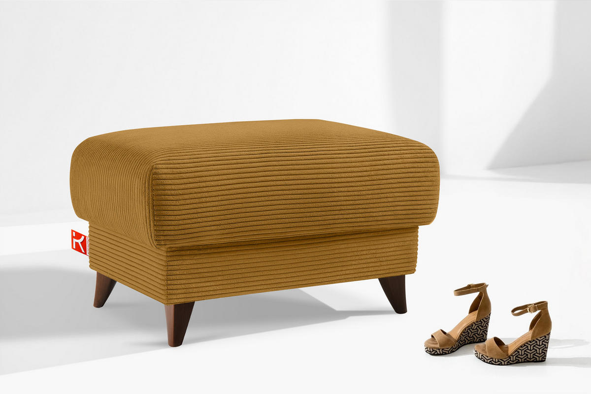 HOCKER GUSTAVO II, Gelb - Gelb/Braun, Holz/Holzwerkstoff (92/49/92cm) - KONSIMO®