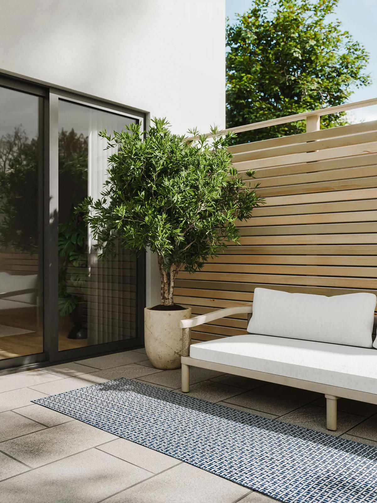 OUTDOORTEPPICH Lou Blau 70x200 cm - Blau, Kunststoff (70/200cm) - benuta