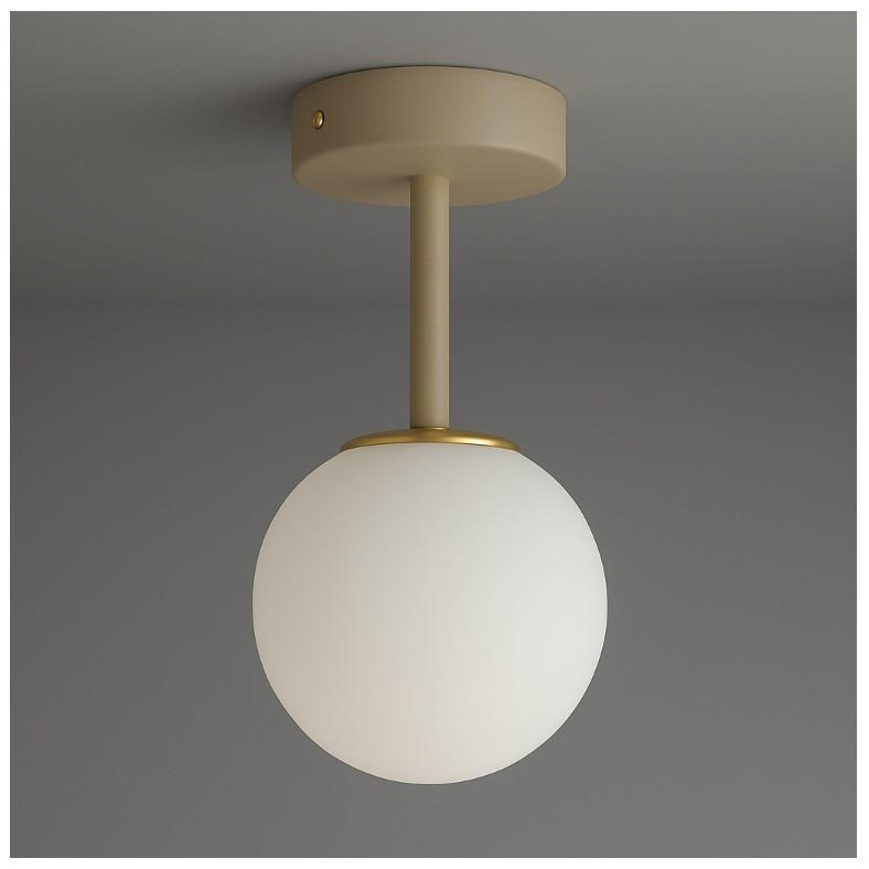 DECKENLEUCHTE ECRU II - Beige/Goldfarben, Glas/Metall (14/14/25cm) - kiki design
