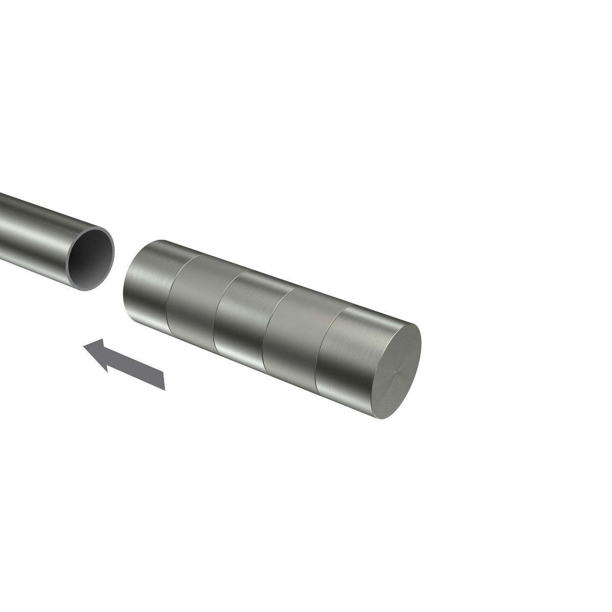 ENDSTÜCKE FÜR GARDINENSTANGEN 20 mm Ø, Mavell Edelstahl-Optik/Satin-Silber, Packung 2 Stück - Edelstahlfarben/Silberfarben, Metall (8.2/2.6/2.6cm) - INTERDECO