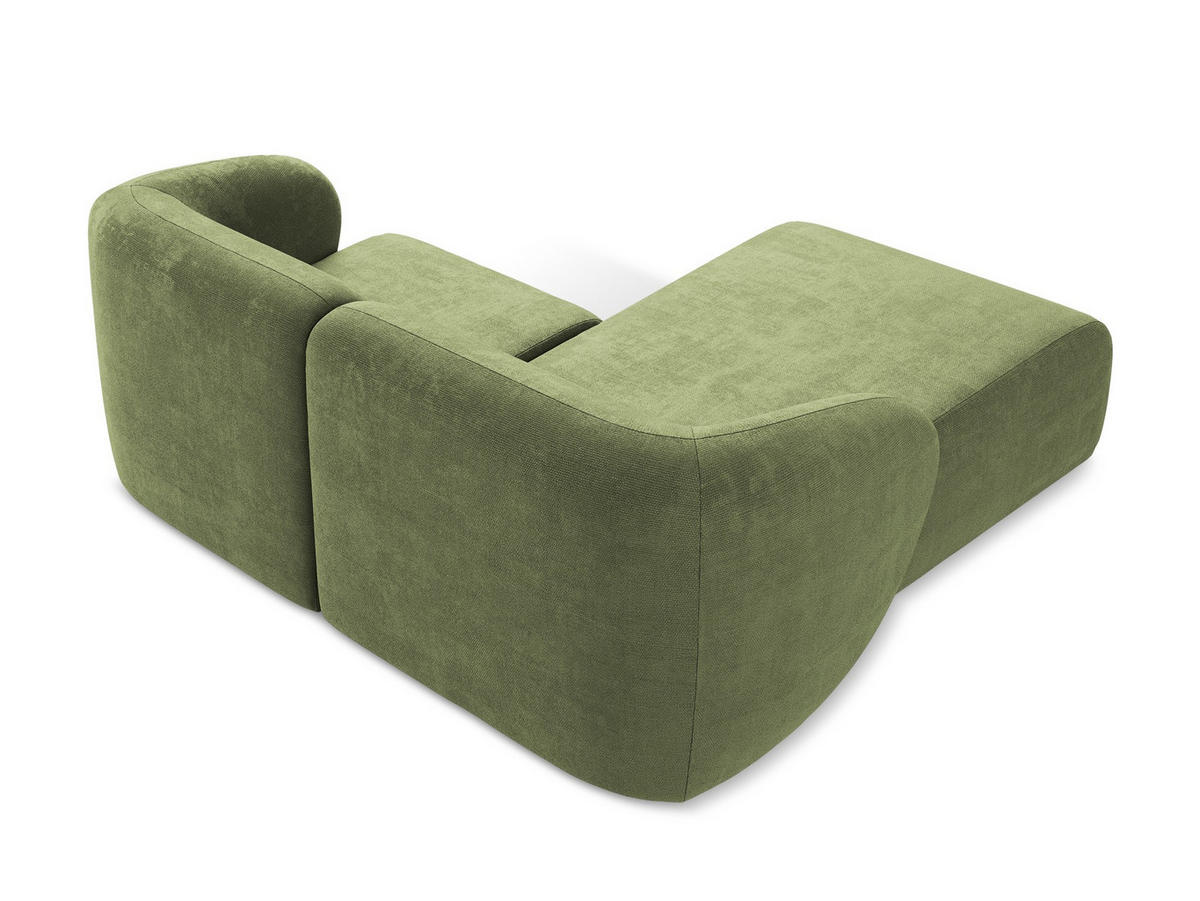 ECKSOFA Links Chenille Stoff Grün - Schwarz/Grün, Holzwerkstoff/Kunststoff (178/166cm) - Makamii