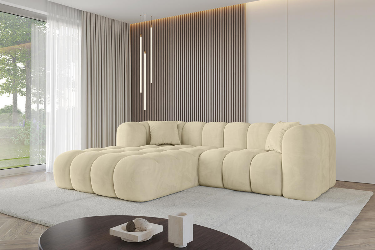 ECKSOFA Ottomane Links OLEA-L1 - 231x173x74 cm Taupe - Taupe/Schwarz, Holzwerkstoff/Kunststoff (231/173cm) - ALTDECOR