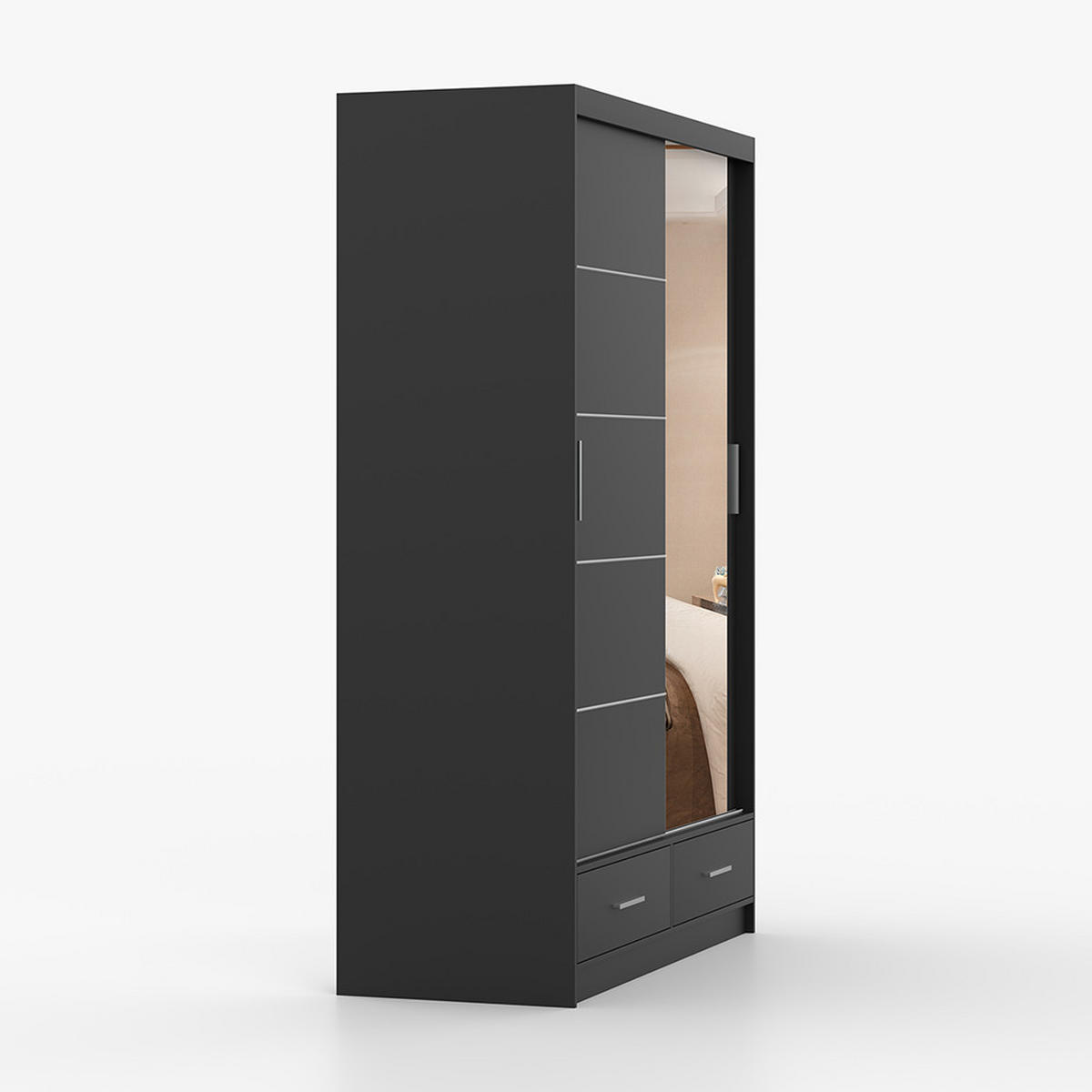KLEIDERSCHRANK Florence 150 cm, 150/218/61, 2-türig, schwarz - Schwarz, Holzwerkstoff (150/218/61cm) - imoebel24