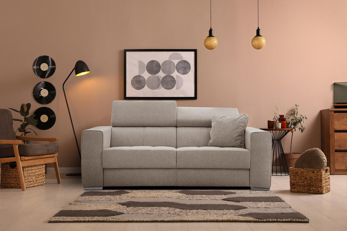SOFA QUARTZ 3-Sitzer, taupe - Taupe, Holzwerkstoff/Textil (202/80/102cm) - Courtois Laville