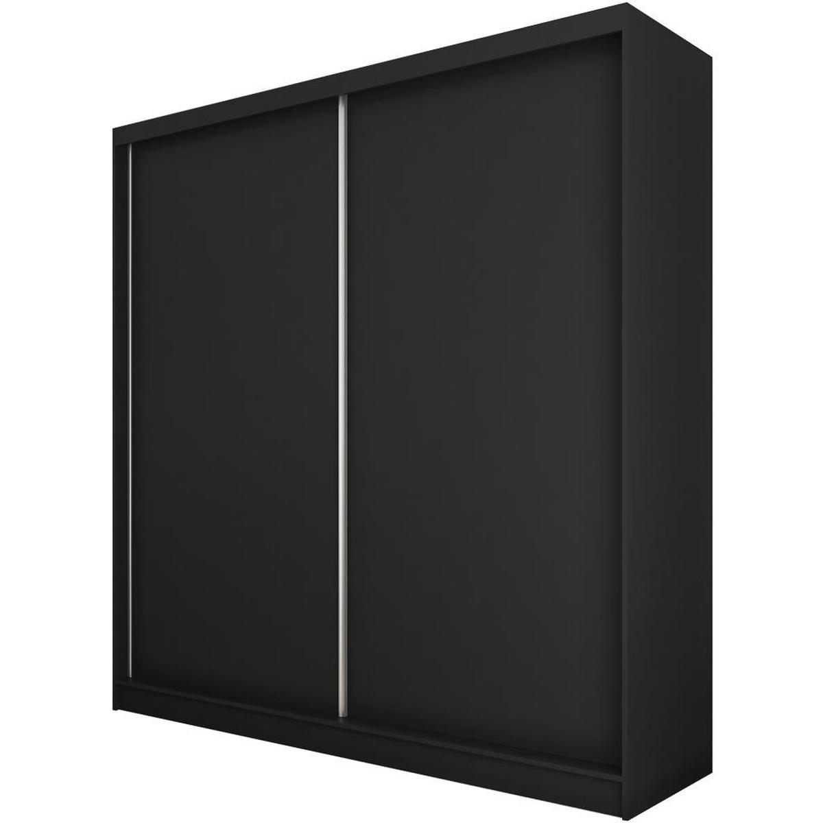 SCHWEBETÜRENSCHRANK Mario II 200/216/61 schwarz mit Schubladen - Schwarz, Holzwerkstoff (200/216/61cm) - Beautysofa
