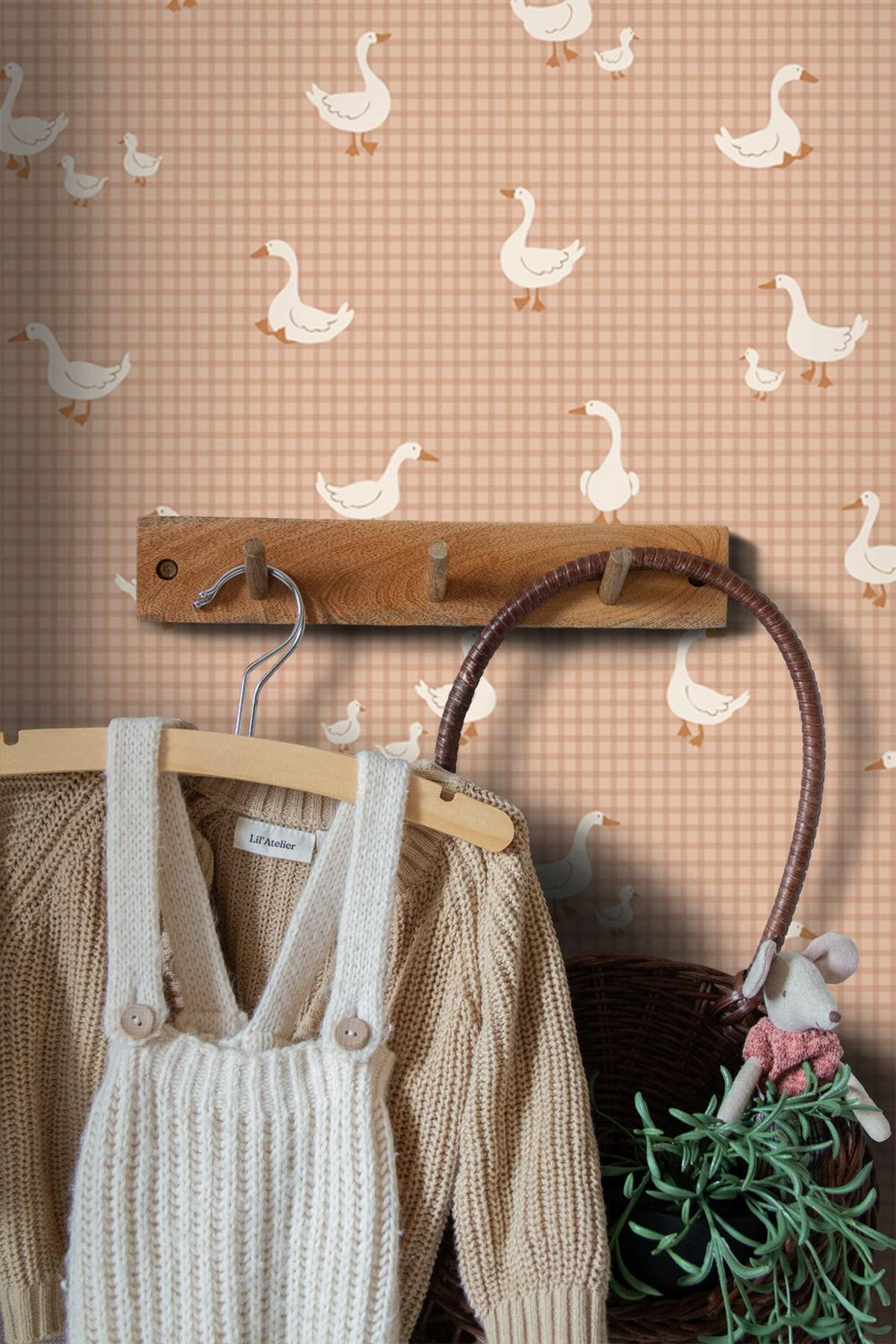 TAPETE Gänsen 50 x 900 cm - Terracotta, Papier (50/0.1cm) - ESTAhome