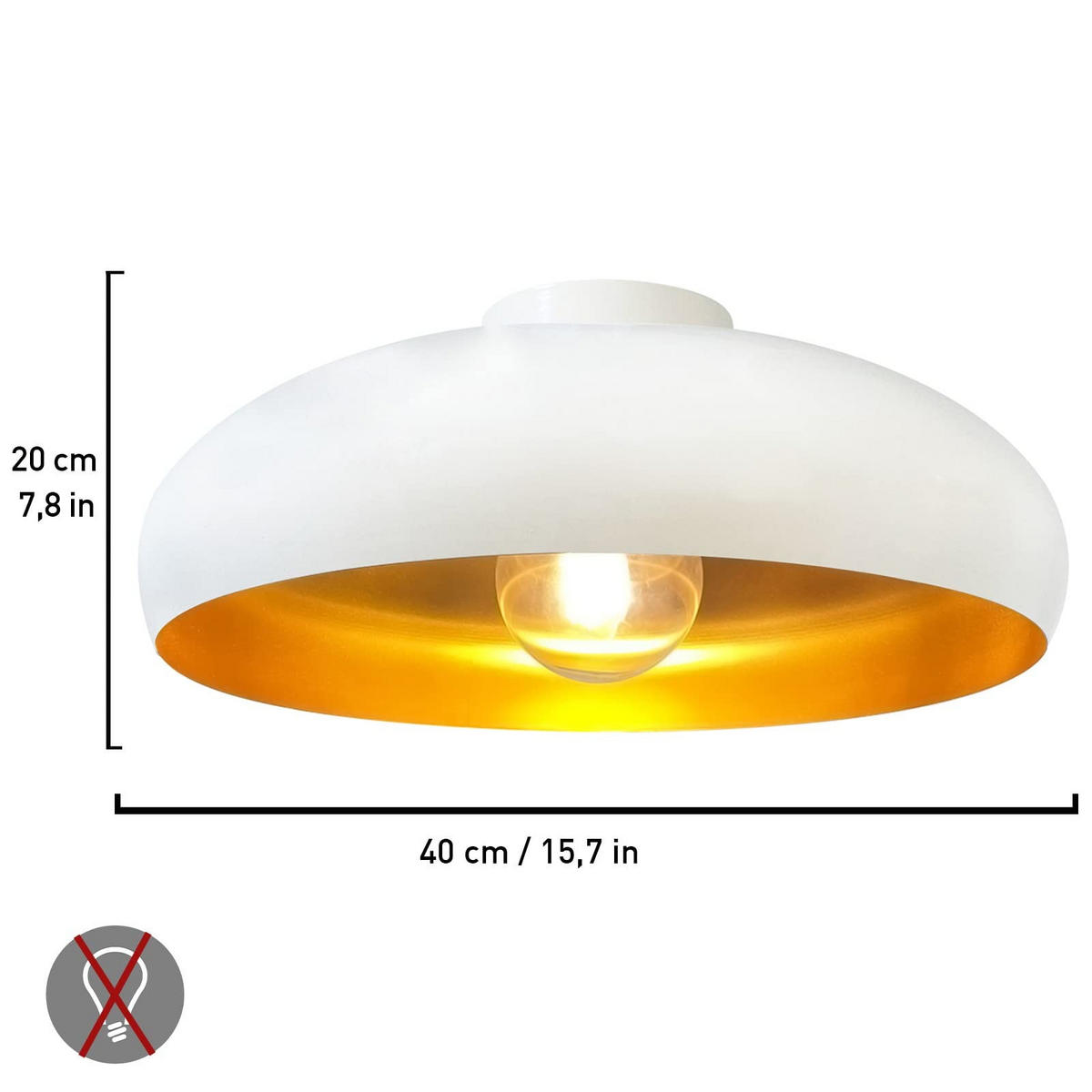 DECKENLEUCHTE Androa Lampe - Goldfarben/Weiß, Metall (40/40/20cm) - Bamyum