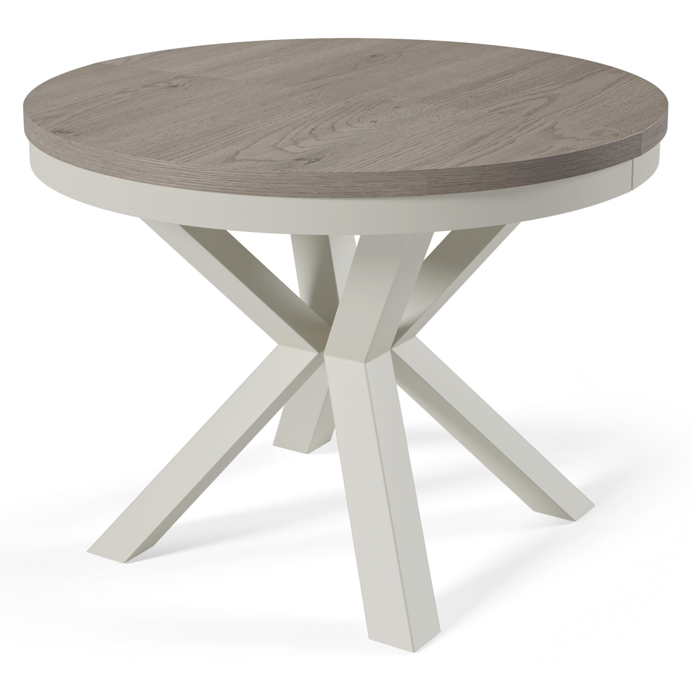 ESSTISCH Nordic, Runder Tisch mit Ausziehfunktion, 100-180x100 cm, Kaschmir+eiche Cremona Cannolo - Kaschmir/Eichefarben, Metall (100/100/76cm) - Beautysofa