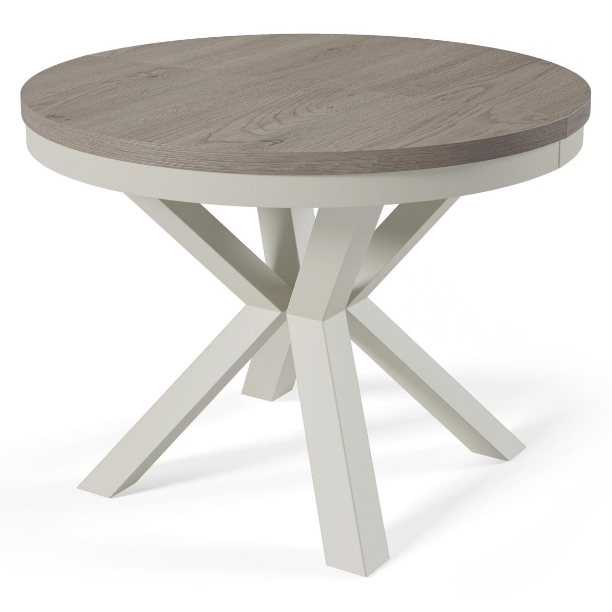 ESSTISCH Nordic, Runder Tisch mit Ausziehfunktion, 100-180x100 cm, Kaschmir+eiche Cremona Cannolo - Kaschmir/Eichefarben, Metall (100/100/76cm) - Beautysofa