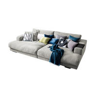 BIG SOFA MIT TABLETT SCHWARZ MADELINE Silber Webstoff - Silberfarben/Schwarz, Kunststoff/Textil (290/85/170cm) - KAWOLA