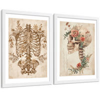 POSTER Set aus 2 Anatomie Mensch Drucke und Wandbilder mit Skelett Schädel Wirbelsäule Rippen Becken Klassischer Stil Größe Weißer Rahmen A3 - Weiß, Papier (29.7/42/3cm) - Nacnic