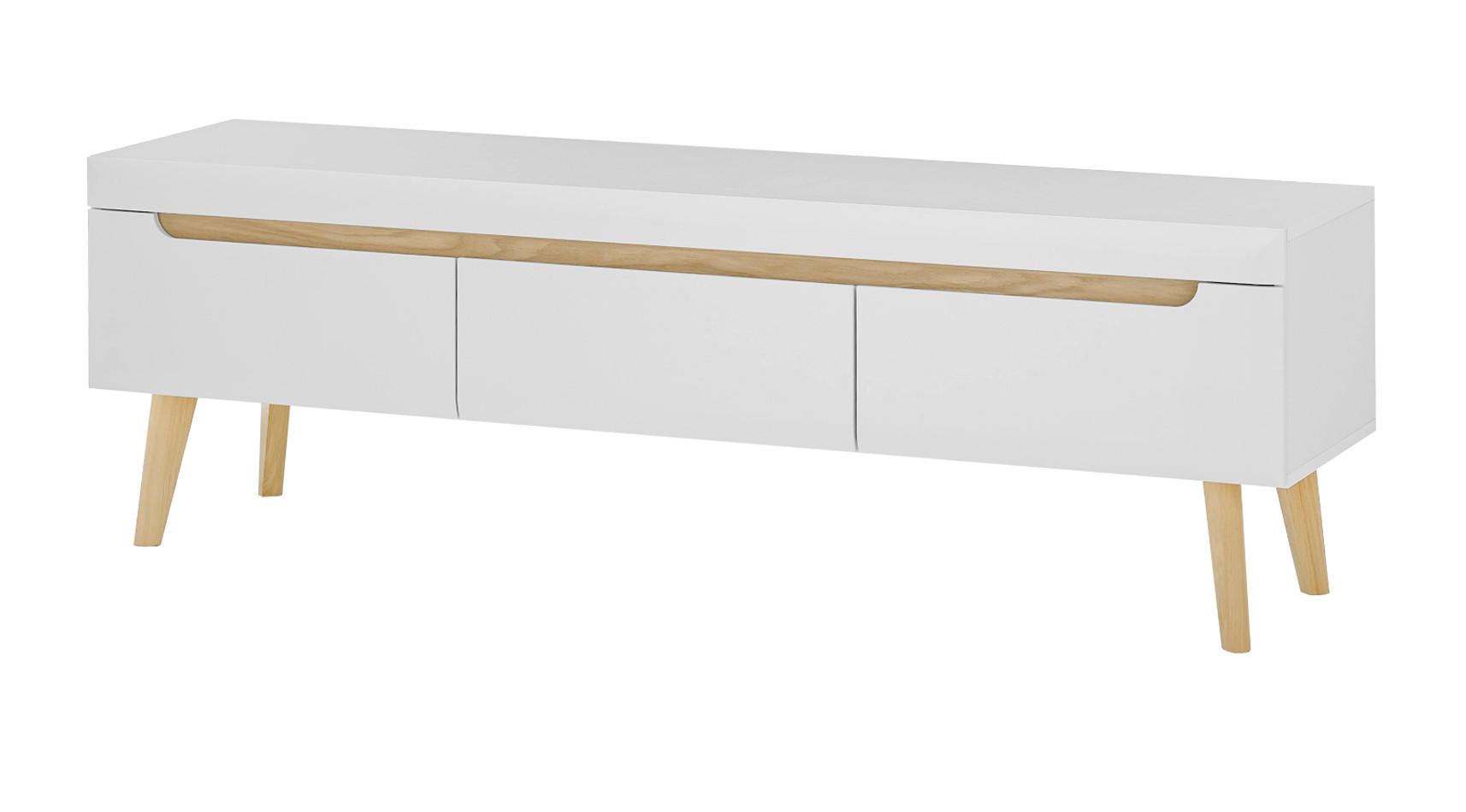 TV-LOWBOARD weiß matt, Eiche, skandinavisch 160 cm, TV-Unterteil mit Schubladen - Eichefarben/Weiß, Holz/Holzwerkstoff (160/50/40cm) - Furn.Design