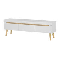 TV-LOWBOARD weiß matt, Eiche, skandinavisch 160 cm, TV-Unterteil mit Schubladen - Eichefarben/Weiß, Holz/Holzwerkstoff (160/50/40cm) - Furn.Design