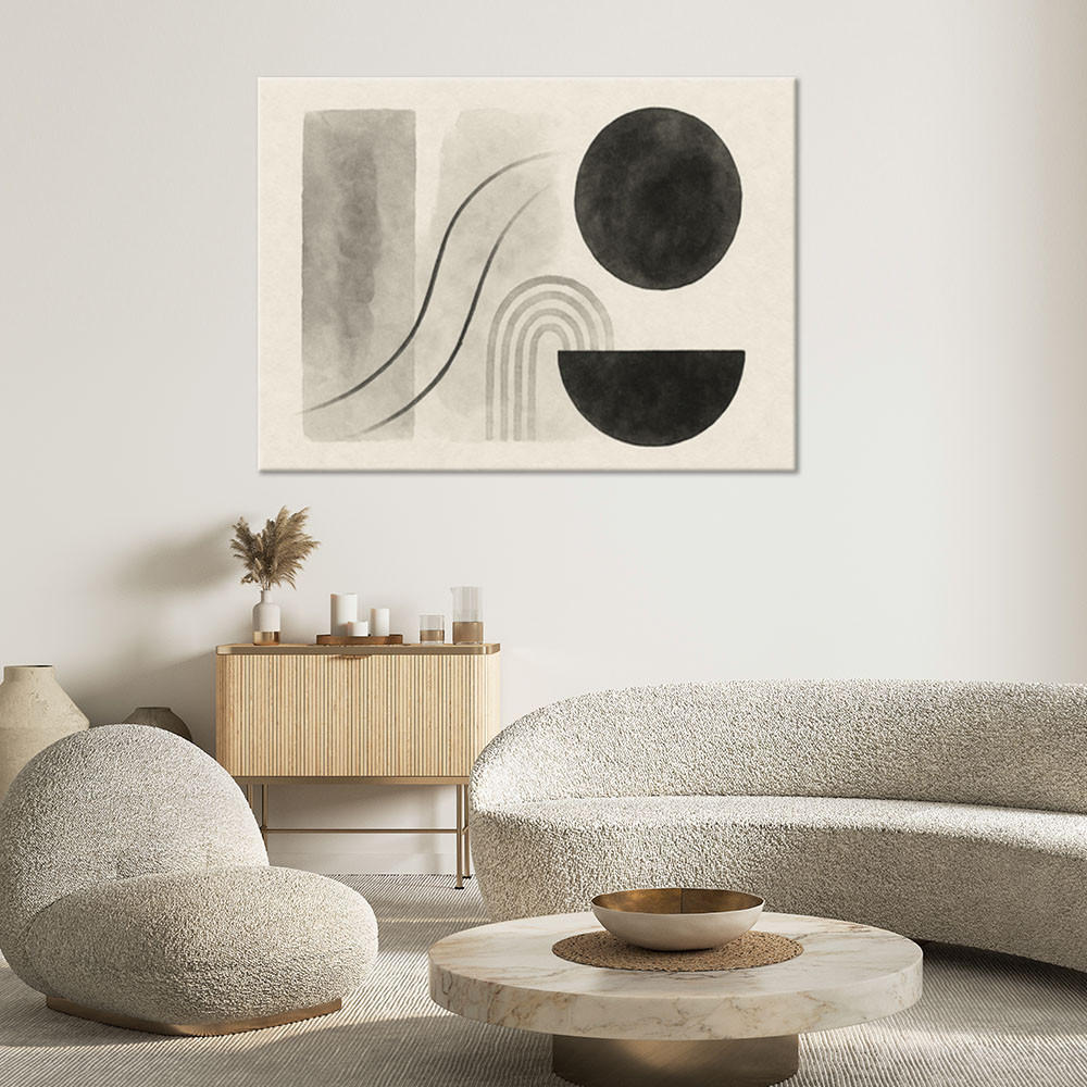 LEINWANDBILD Geometrie Abstraktion Aquarell Beige 60x40cm - Grau, Textil (60/40cm) - Feeby