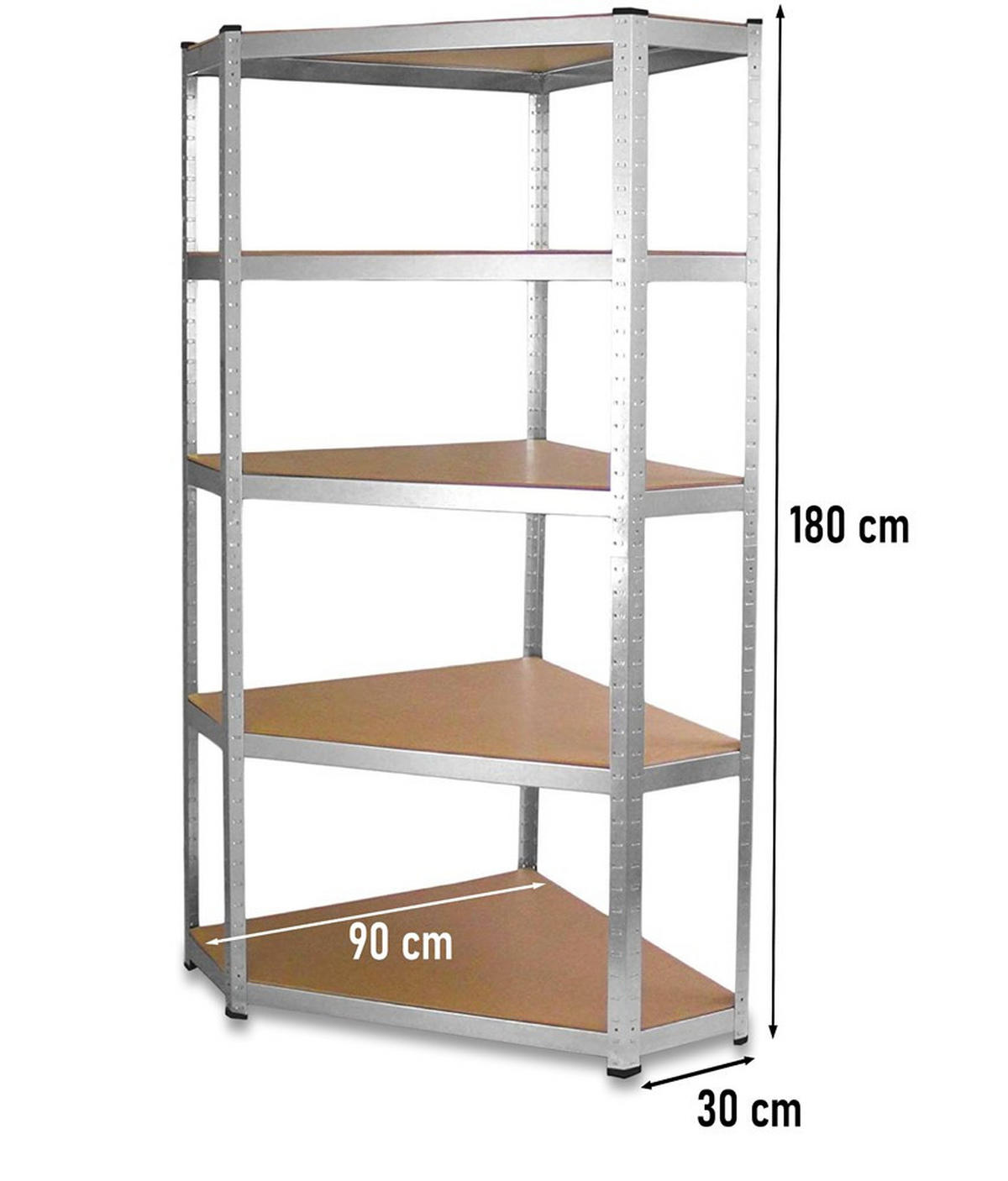 RAFT de colț pentru sarcini grele în metal - argintiu, compozit lemnos (90/180/30cm) - RAUMHIRSCH FURNITURE
