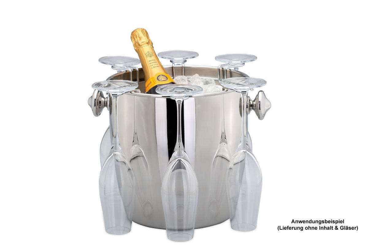 WEIN-/SEKT Flaschenkühler Hochglanz poliert (H) 24 x (Ø) 24 cm - Silberfarben, Paraffin (24/24cm) - Hermann Bauer jun. Kollektion GmbH