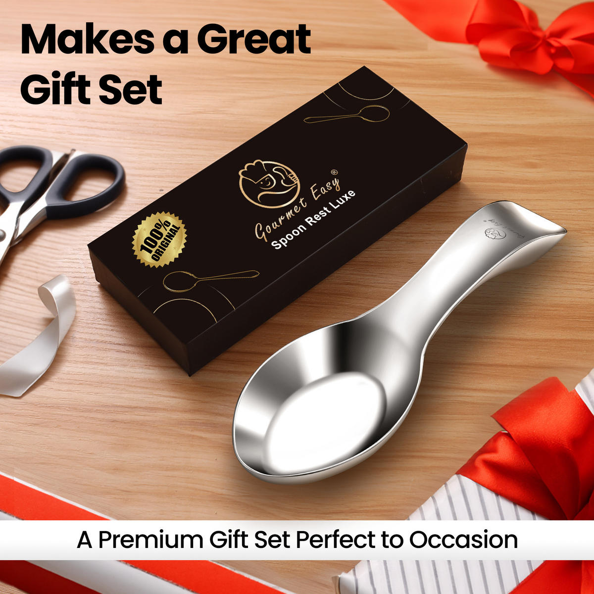 LÖFFELABLAGE, Edelstahl, bruchsicherer Halter für Herd und Arbeitsplatte - Edelstahlfarben, Metall (27/4/9.5cm) - Gourmet Easy