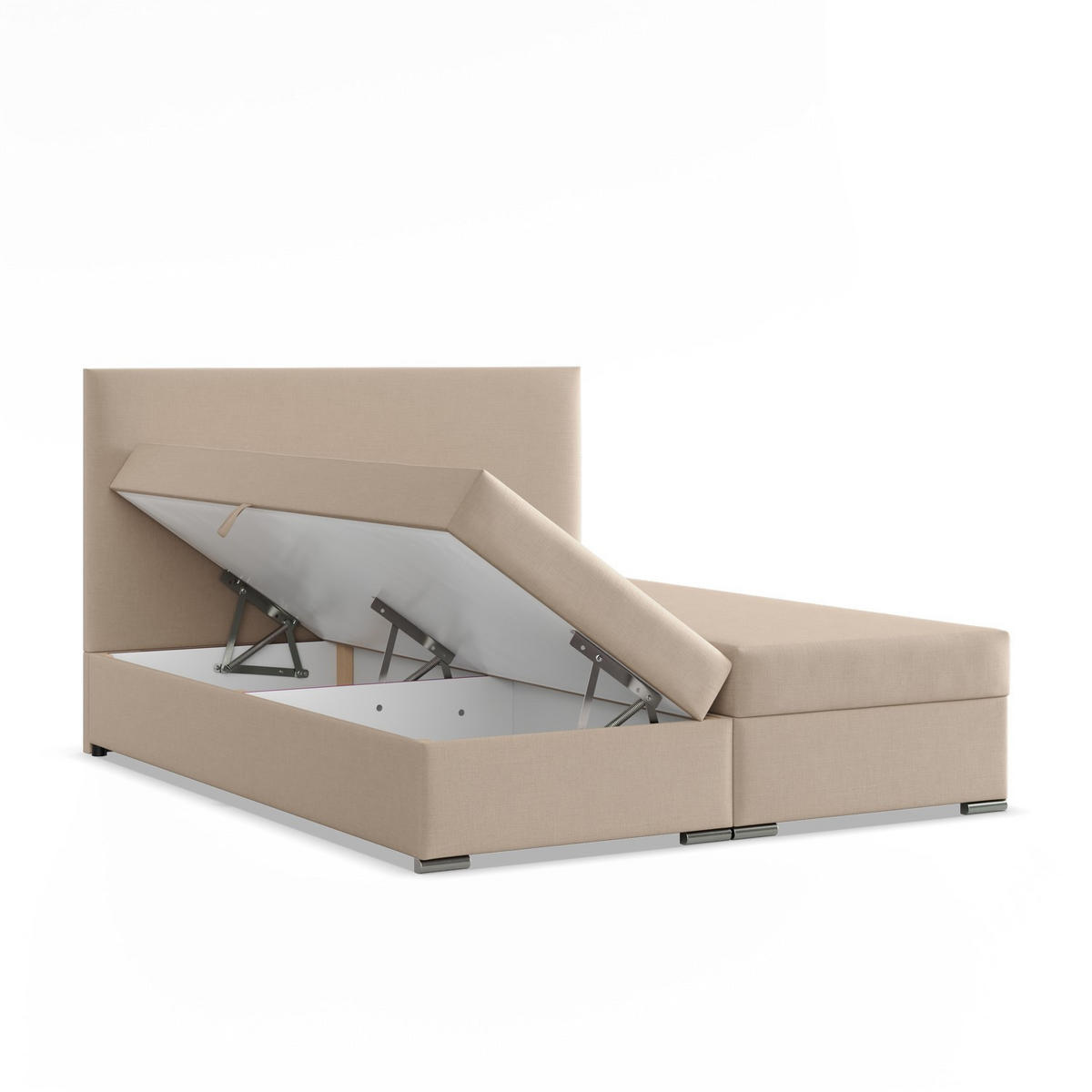 BOXBETT MIT KOPFTEIL 160x200 ELDA, Beige - Beige, Textil (160/200cm) - Mebligo