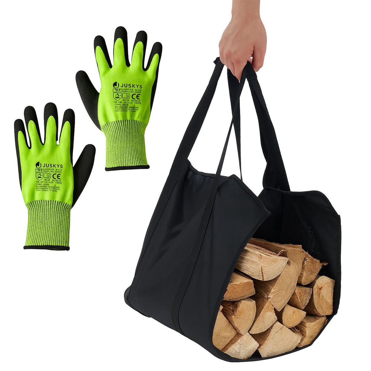 KAMINHOLZREGAL mit Dach - Schwarz, Metall (70/185/185cm) - Juskys