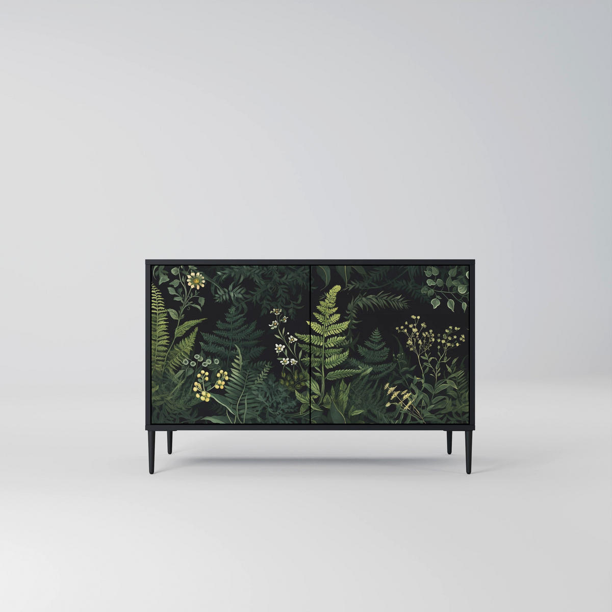 SIDEBOARD FERN FLOWERS, Eicheneffekt, 111x42x77,5 cm, 2 Türen - Eichefarben/Buchefarben, Holzwerkstoff/Buchenholz (111/77.5/42cm) - SpaceRebels