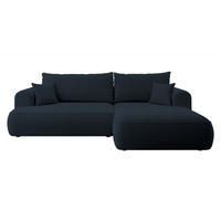 ECKSOFA Ovo Dunkelblau Velours - Schwarz/Dunkelblau, Kunststoff/Textil (260/165cm) - Selsey